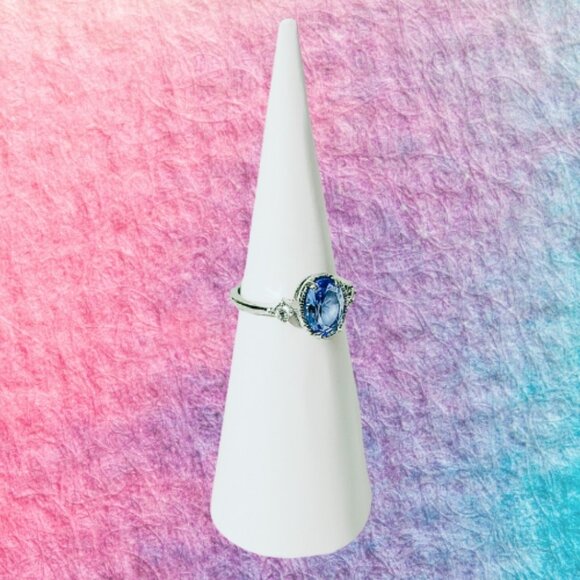 BP Kids Collection Adjustable Lab Created Light Sapphire Ring - Picture 3 of 8